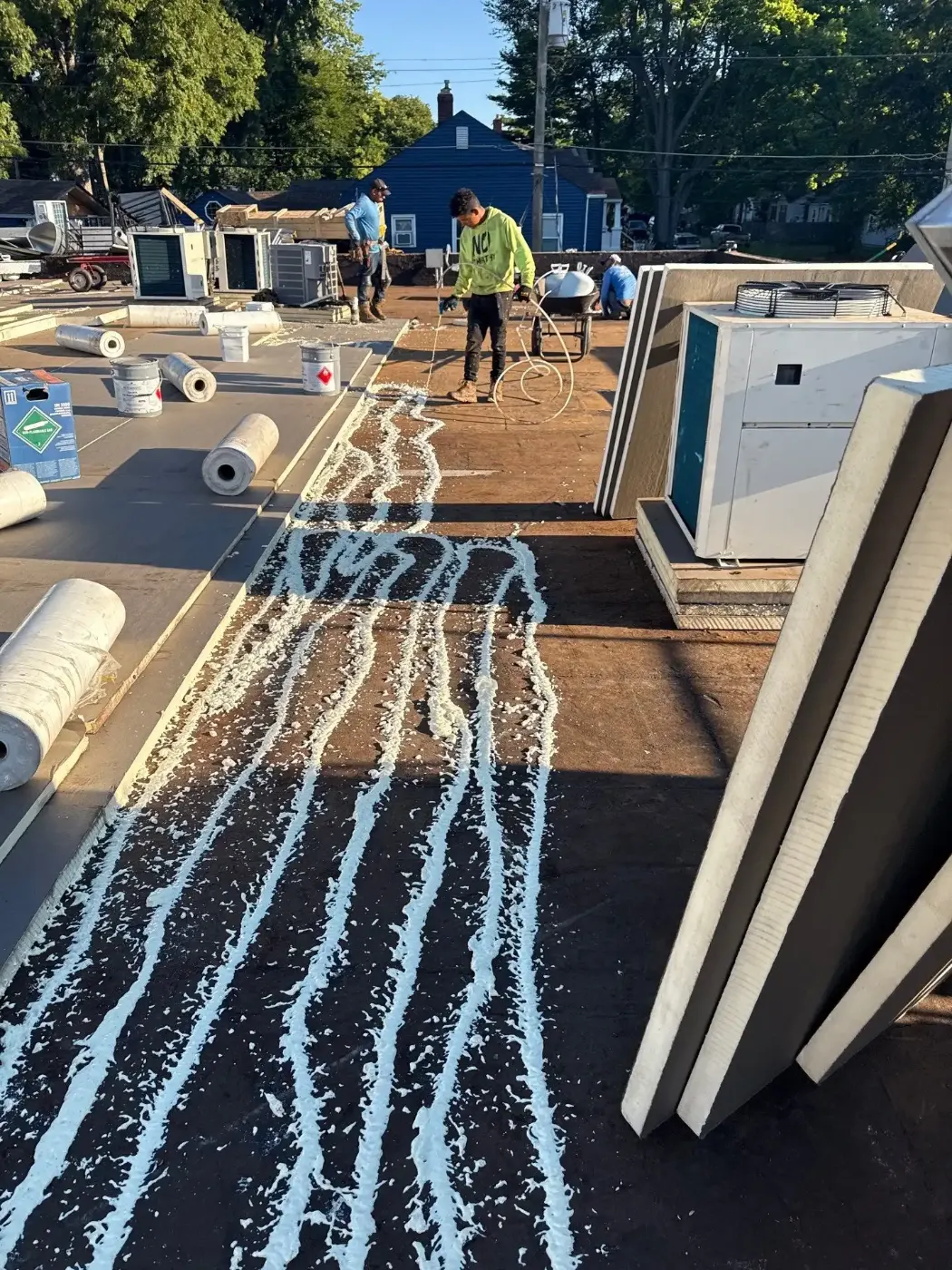 Tarping and dry-in on a Brownstown commercial roof