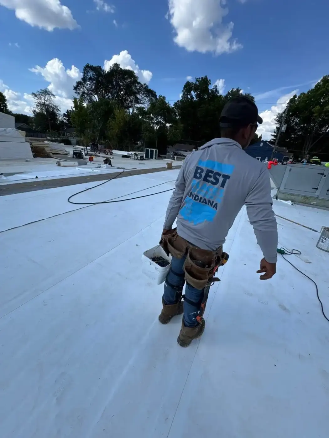 Commercial roof inspection documented in Brownstown